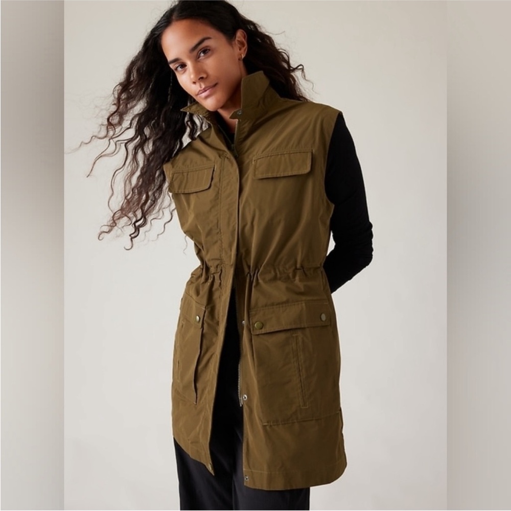 Athleta Olive Green Utility Long Vest
